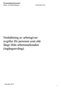Nedsättning av arbetsgivaravgifter för personer som står långt ifrån arbetsmarknaden (ingångsavdrag) Fi2019/04157/S1