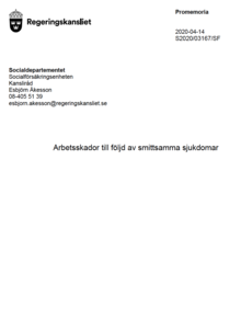 Arbetsskador till följd av smittsamma sjukdomar