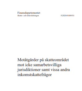 Motåtgärder på skatteområdet mot icke samarbetsvilliga jurisdiktioner samt vissa andra inkomstskattefrågor