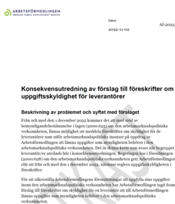 Förslag till nya föreskrifter om uppgiftsskyldighet för leverantörer