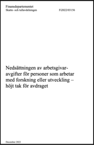 Nedsättningen av arbetsgivaravgifter för personer som arbetar med forskning eller utveckling – höjt tak för avdraget (Fi2022/03156) 