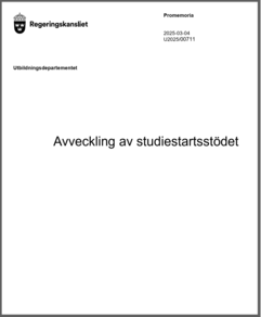 Avveckling av studiestartsstödet