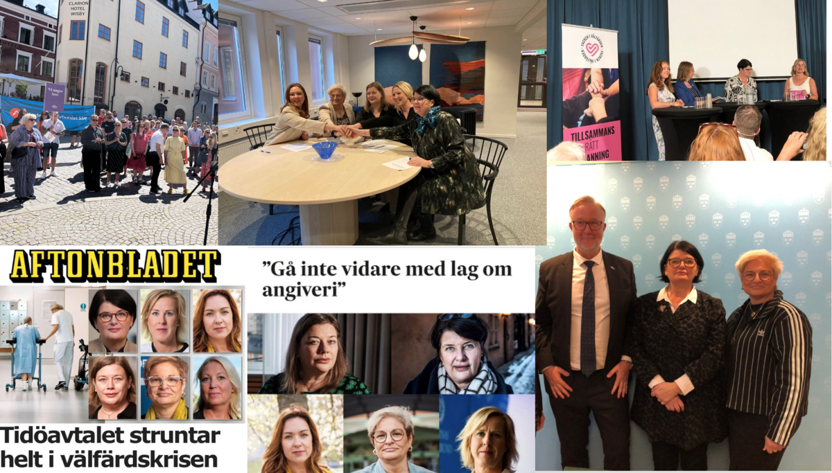 Collage med bilder från kampanjen Facken i Välfärden.