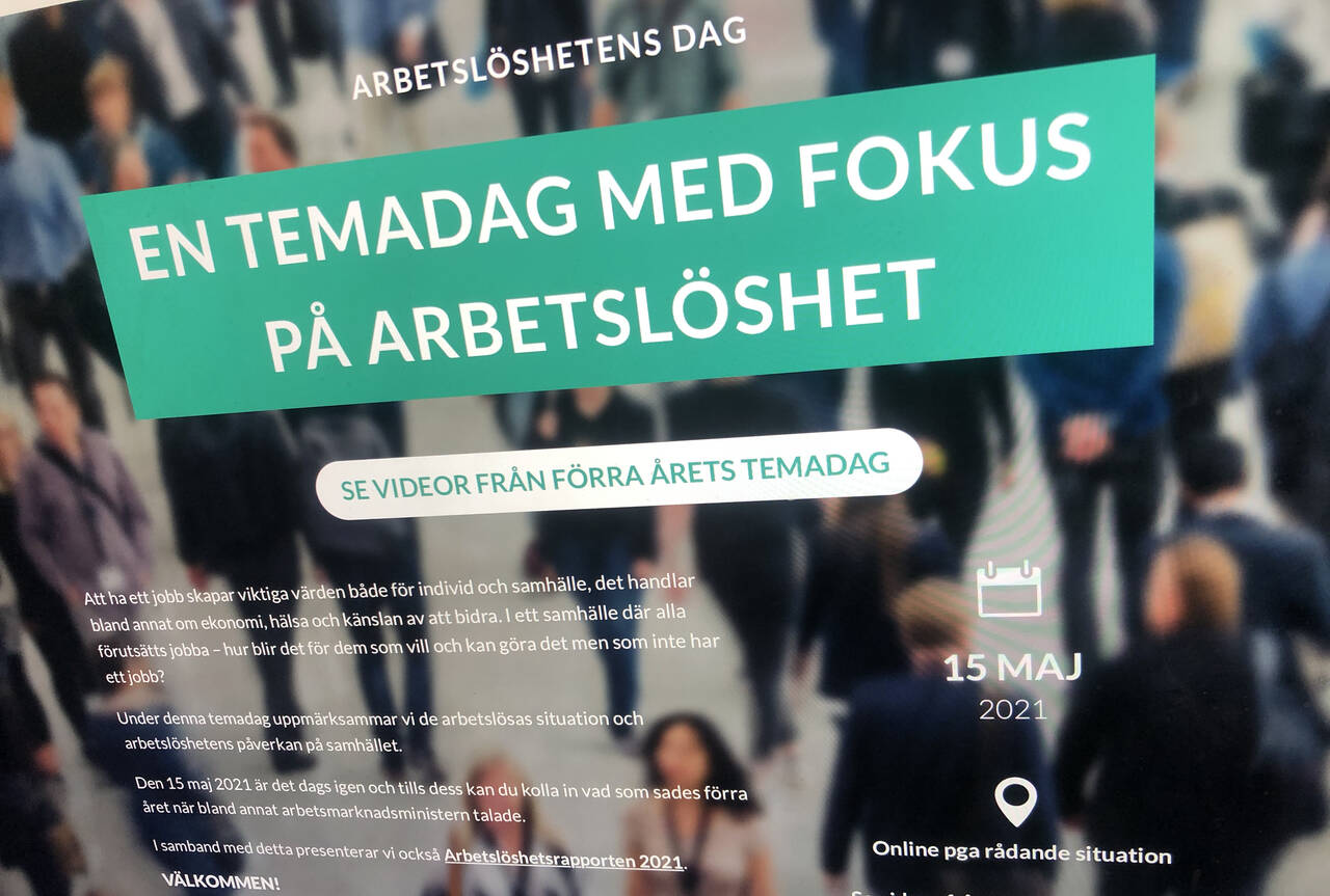 Bild av hemsidan som handlar om arbetslöshet