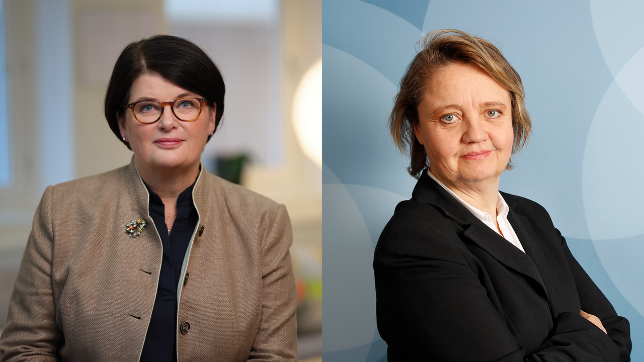 Heike Erkers ordförande Akademikerförbundet SSR och Ursula Berge samhällspolitisk chef